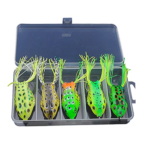 AZIDWERYQ Señuelo de Rana Topwater, Aparejos de Crankbait, cebos de Pesca Suaves para Agua Dulce, señuelo de Pesca de Agua Salada, 5 uds., Aparejos de Crankbait de Rana