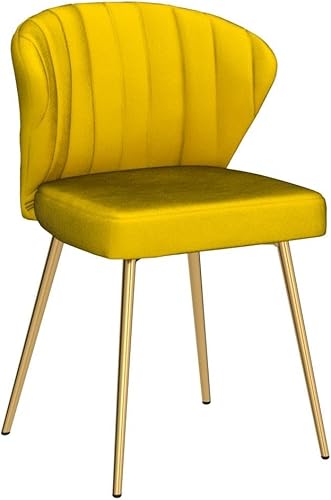 Miniatura 91 de HULALA HOME Silla de comedor de terciopelo, moderna silla de tocador pequeña con respaldo de patas de metal, elegante silla de acento copetuda sin