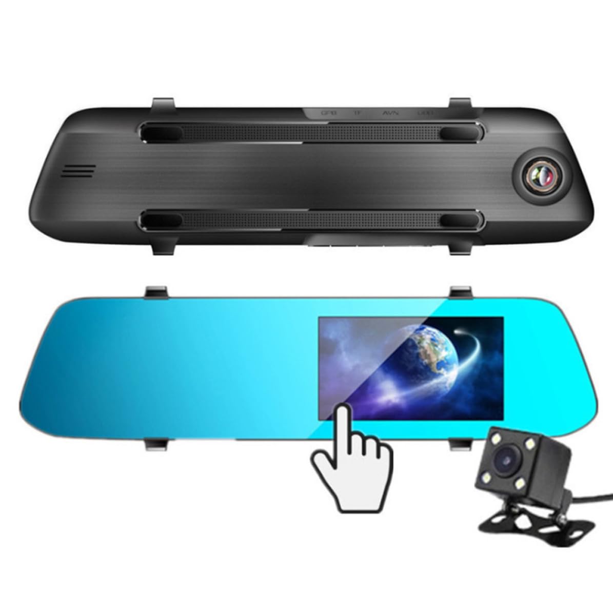 Dash Cam Doppia Schermo Ips Touch 4, 5 Pollici 1080p Nero | Rilevamento Movimento, Lente Grandangolare, Registrazione in Loop, 32gb
