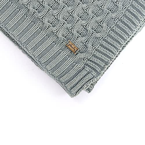 Image of Pluchi Kelly Knit Cotton Knitted Textured All Season AC Throw Blanket for Sofa (Luxurious,125cm X 150cm, 49 x 59 Inches) (Medium Grey)
