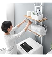 タンスのゲン ランドリーラック 収納棚 幅60cm 突っ張り式 9段 高さ調整 縦型 防水パン対応 カゴ付き スリム 省スペース 84300001(94709)