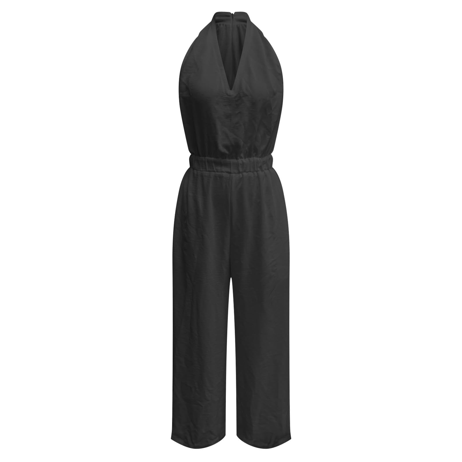 Combinaison élégante en lin avec col en V pour femme