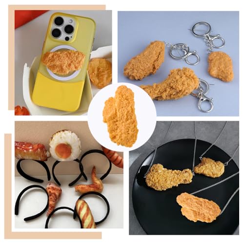 NBEADS 6 Pcs Fried Chicken, Simulated Chicken 3D Food Model Food Props Meat Imitation Foods Cabochons for Kitchen Home Party Decoration Food Sample Display Prop