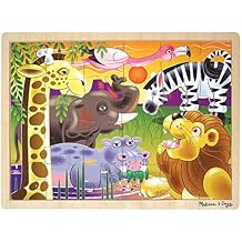 Melissa & Doug African Plains Safari Wooden Jigsaw Puzzle with Storage Tray 24 pcs