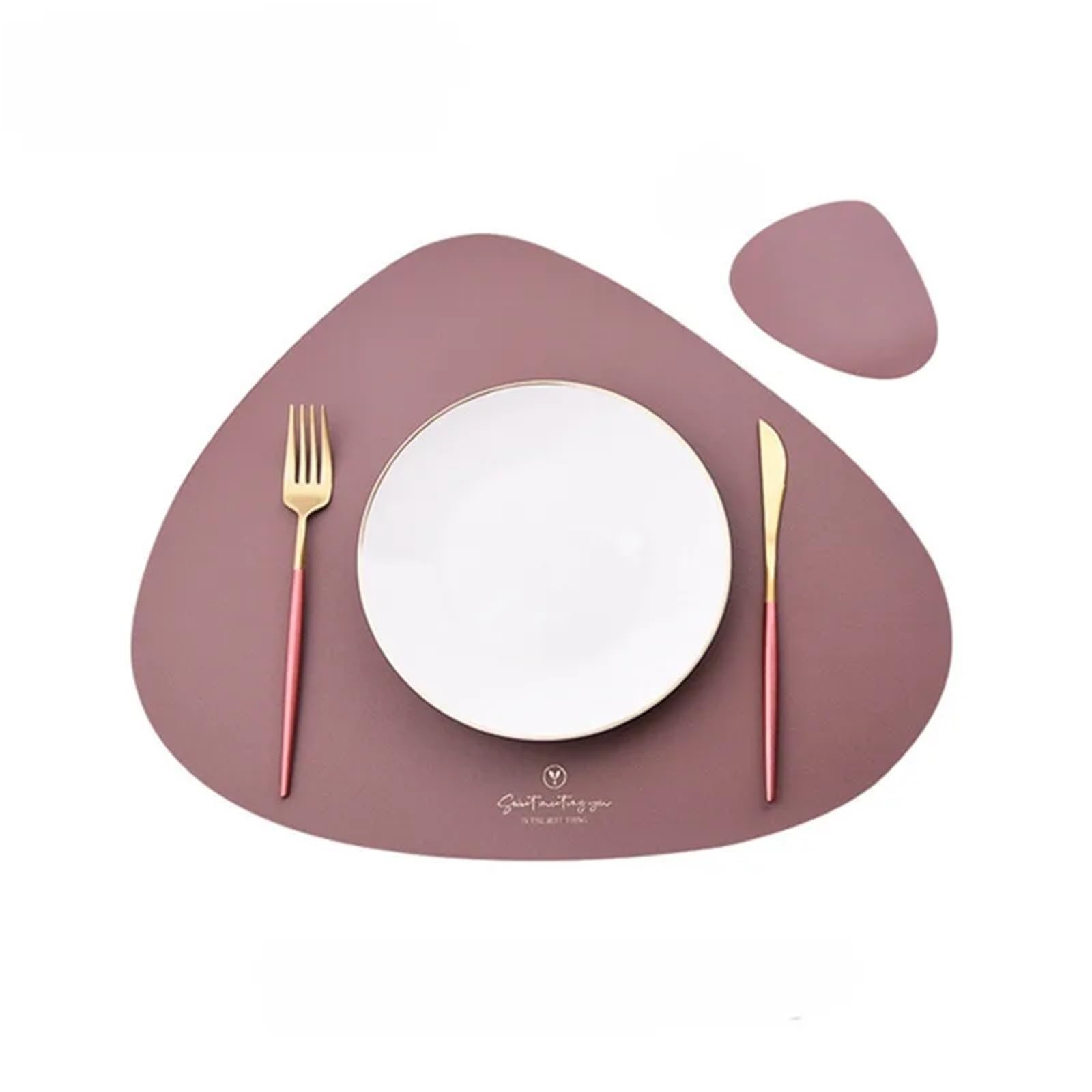 Placemats And Coaster Sets Faux Leather Placemats Set of 2 and Coasters Dining Table Waterproof Wipeable Washable(Color 6)