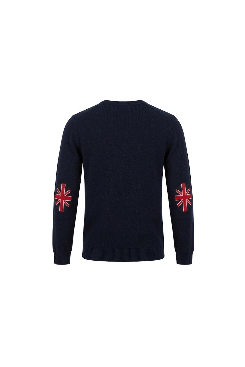 Trojan Men's Navy Union Flag Elbow Patch Fine-Gauge Long-Sleeve Crew-Neck Jumper - Tr/9095
