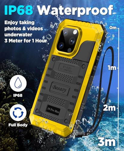 Beeasy coque iPhone 16 Pro Max métal renforcé antichoc jaune premium
