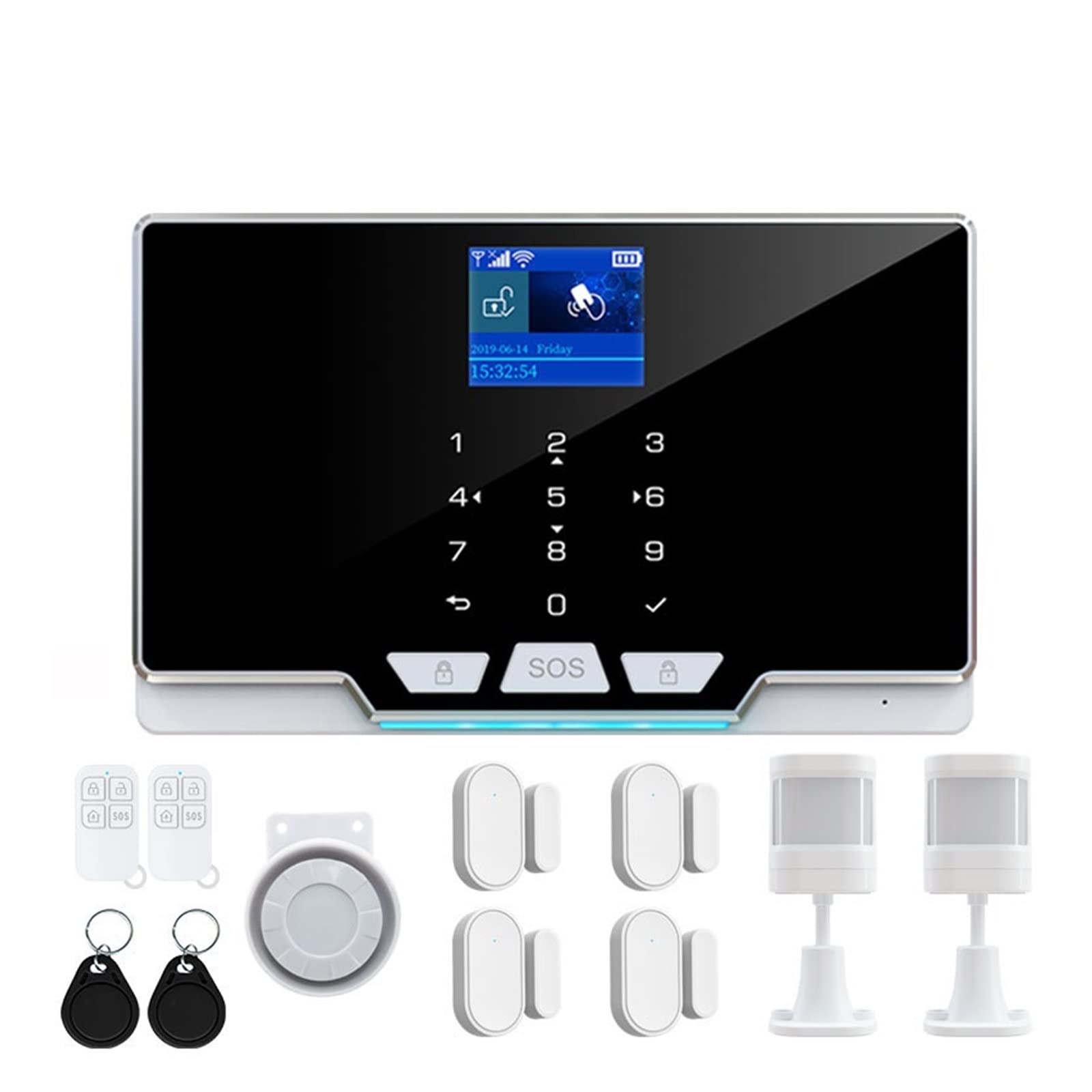 Sistema di Allarme di Sicurezza Domestica, G20 gsm di Allarme Sicurezza Domestica Controllo App antifurto Schermo a Colori Barre Luminose 433 MHz Accessori(YK-042-GSM-G20-C)