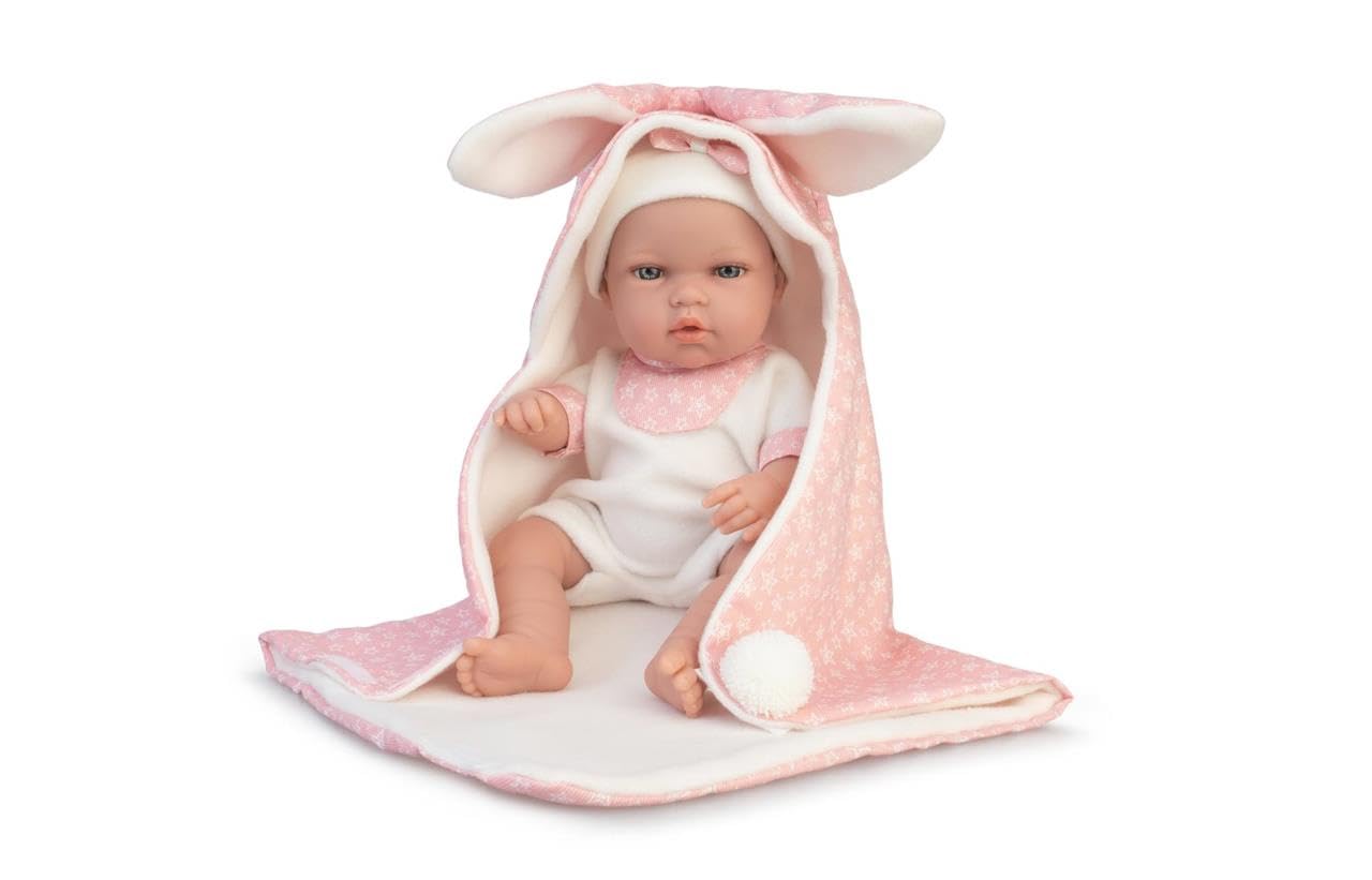 My Sweet Love - bambola da 33 cm con corpo rigido con coperta rosa, vestiti lavorati a maglia e accessori prodotto in Spagna, per bambine/I da 2 anni, Famosa MYW04000