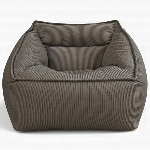 Aiire Puff Salón XXL de Diseño - [100x100x80] Sillón Puff con Relleno Incluido Gigante - Sofá Puf de Interior en Pana Premium - Bean Bag Chair Moderno para Adultos y Habitación Juvenil Marrón