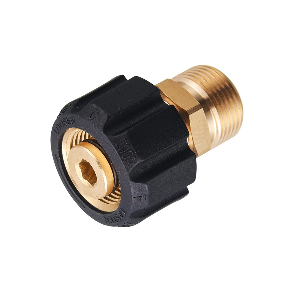 TopHomer Brass Power Washer Hose Coupler, M22-15mm Female to M22-14mm Male Thread Connector, Quick Connect Adapter for High Pressure Cleaners
