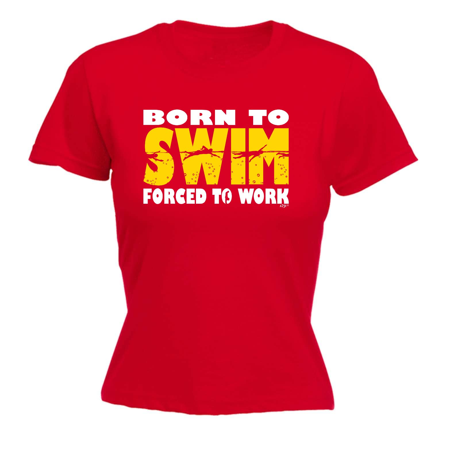 123t Born to Swim - Funny Novelty Womens T-Shirt Tshirt