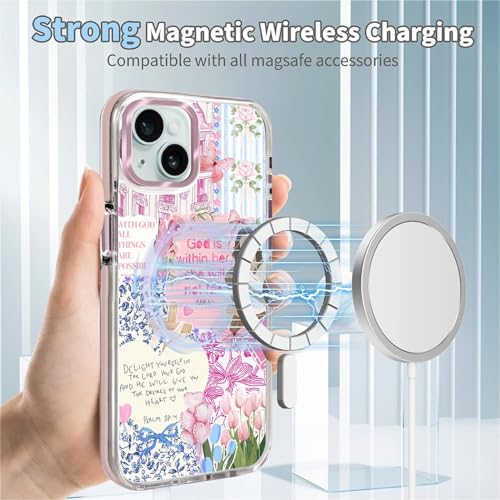 COTAIL Clear Case for iPhone 14 Plus, [Magnetic Charging Compatible][Military-Grade Protection][Anti-Yellowing] Shockproof Slim Magnetic Phone Case for iPhone 14 Plus, Pink Jesus Collage - image 2