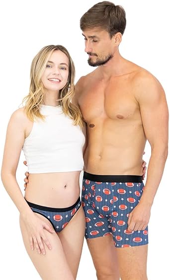 Warriors & Scholars W&S Matching Underwear for Couples - Couples Matching Undies, Football