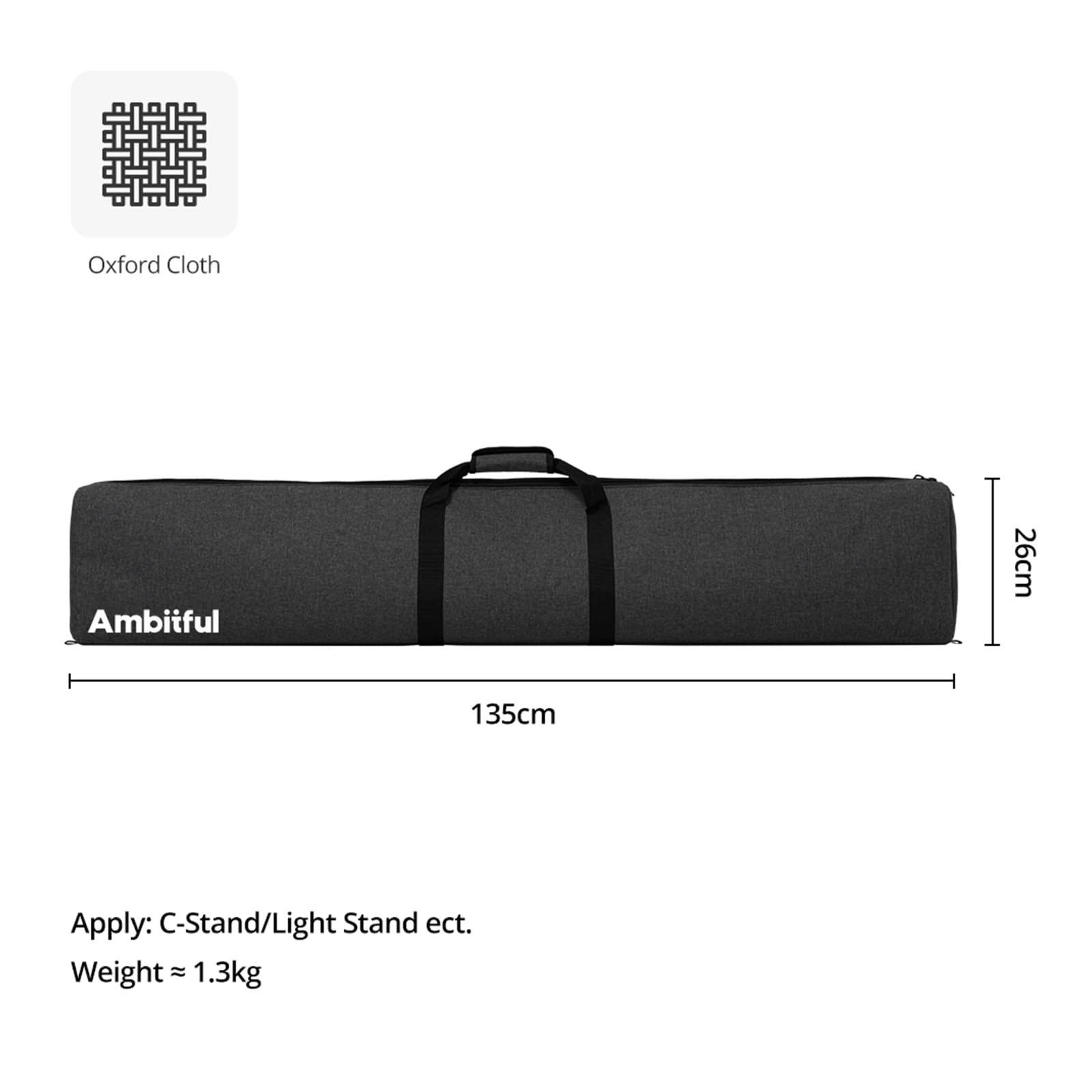 AMBITIONER PB20 C-Stand-Carrying Case 132 x 19 x 13 cm / 51.9'' x 7.4'' x 5.11'' tote Bag für C-Stand Boom Arm-Photographie Lichtstand