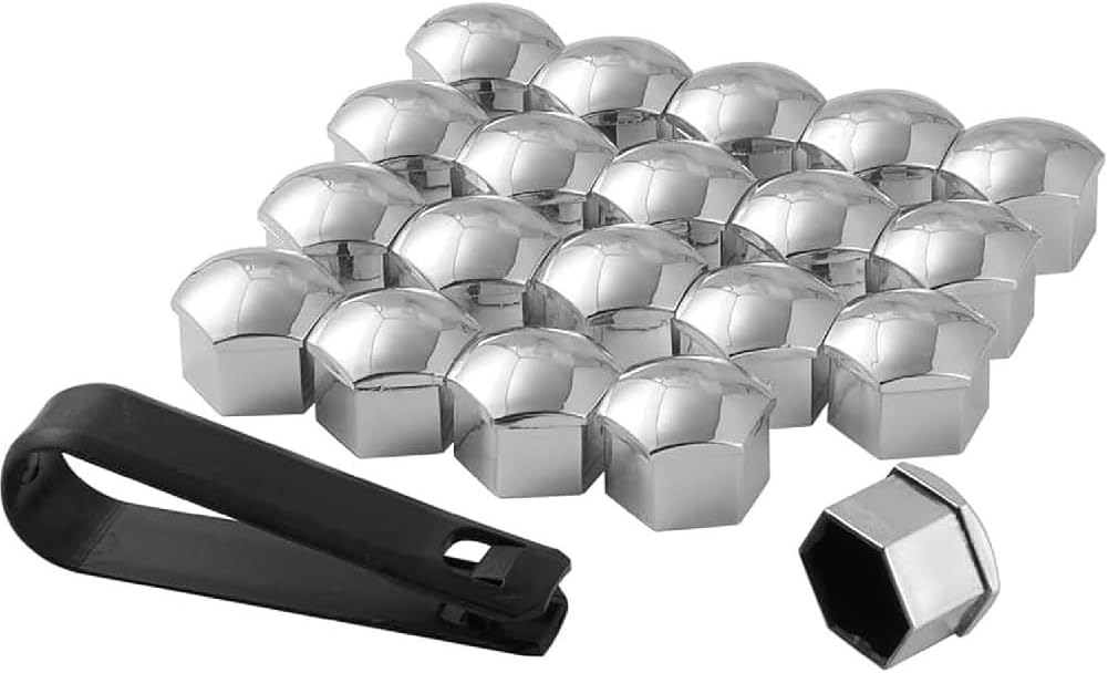for Citroen DS3 20 Pcs Car Wheel Nut, Closed Lug Nuts Caps Covers Bolt Hub Screw Protector Center Cover Locking Trim Tyre Protection Replacement,E/Silver-A/17mm