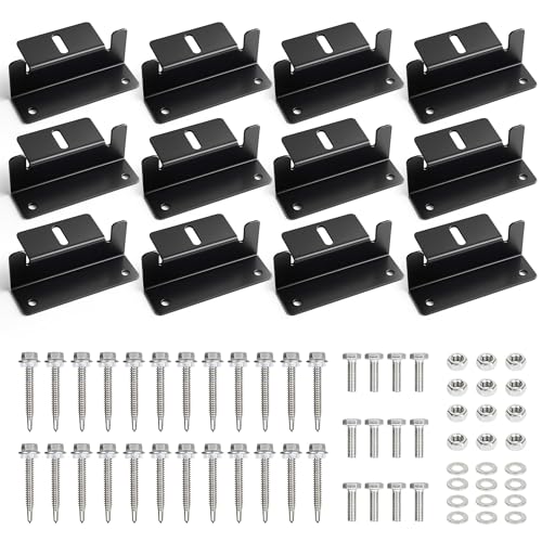 12 Stück Solarmodul Z-Halter: Solarpanel Montagehalterung mit Muttern und Schrauben Solarmodul Halterung Korrosionsschutz-Kits für Boot Wohnmobil und Dach Installation (Schwarz)