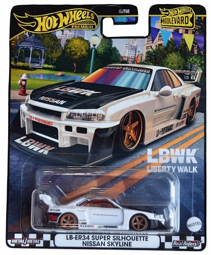 Image of Hot Wheels LB-ER34 Super Silhouette Nissan Skyline, Boulevard Premium LBWK Liberty Walk [White]