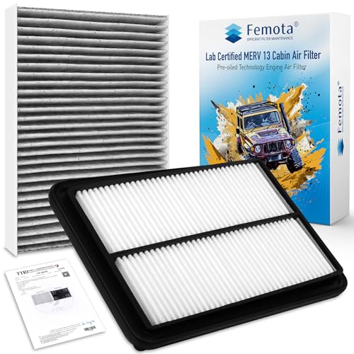 Femota Cabin & Engine Air Filter Kit, CF11854 & CA11858, Lab Certified MERV 13, Pre-oiled, 2pcs,...