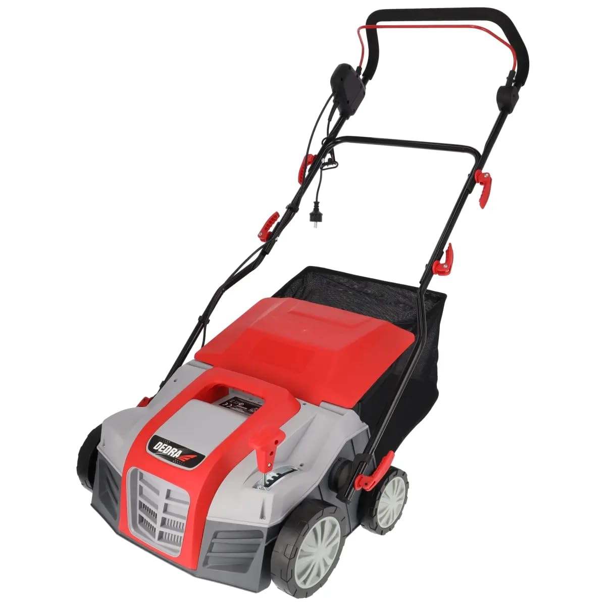 Escarificador aireador eléctrico DEDRA 2000 W, ancho de trabajo 40 cm, bandeja 55 L, ajuste 5 posiciones, rodillo escarificador y aireador, mantenimiento del césped