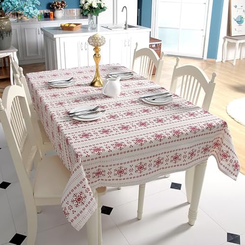 Nappe carrée 140x140 flocon lavable en machine pour protection de table à manger - 3
