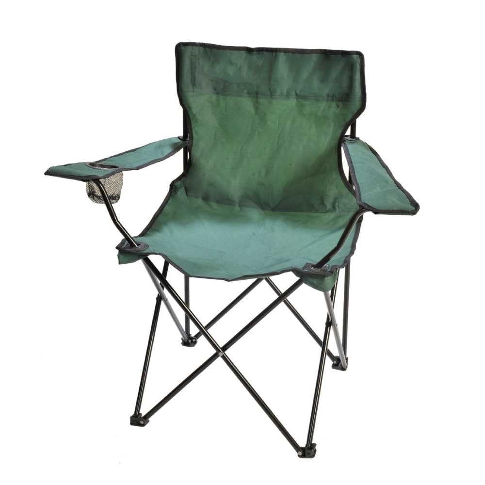 TERRE JARDIN Fauteuil de Camping Pliable avec Porte-​Gobelet - Chaise Camping Pliante Légère avec Sac de Transport - Siège Extérieur pour Camping, Plage, Jardin - Unité - Vert
