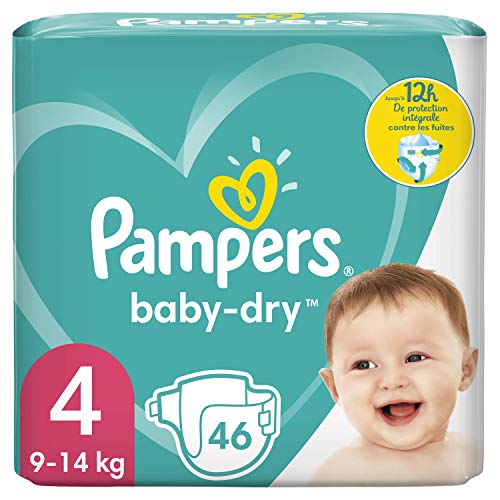 Pampers - Pañales (talla 4, 9-14 kg, hasta 12 horas de protección, 46 unidades)