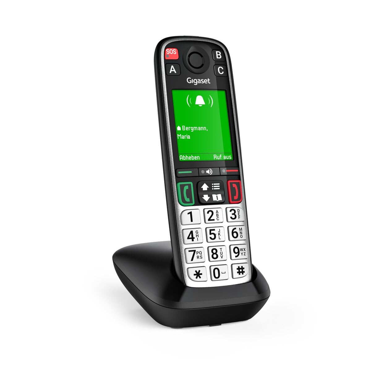 Gigaset EASY 500HX・Analoges/DECT-Telefon・Kabelloses Mobilteil・Freisprecheinrichtung・200 Eintragungen・Anrufer-Identifikation・Schwarz・Silber (S30852-H3165-B101) | schnurloses Mobilteil