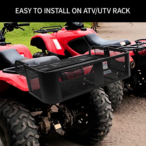 CARSTY 41\'\'Lx14\'\'Wx12.4\'\'H ATV/UTV Rear Drop Rack Basket, Detachable Steel Luggage Cargo, Universal Steel Mesh Surface Cargo Storage Basket, Heavy-Duty Steel, Hold up to 500 LBS