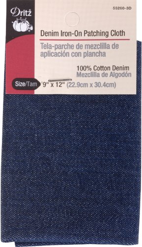 Dritz 55260-3D Patching Cloth, Iron-On, Denim, Dark Blue, 9 x 12-Inch