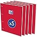 OXFORD Lot de 5 Bloc-Notes Perforé Orange A4+ Grands carreaux Seyès 80 Feuilles Agrafées Côté Couverture Carte Enduite Rouge