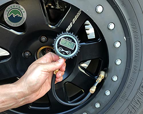 Overland Vehicle Systems Digital Tire Deflator with Valve Kit & Storage Bag Universal - Included Valve Core Replacement - Replacement Valve Caps - for Cars, Trucks, SUV, Trailer, ATV and More!