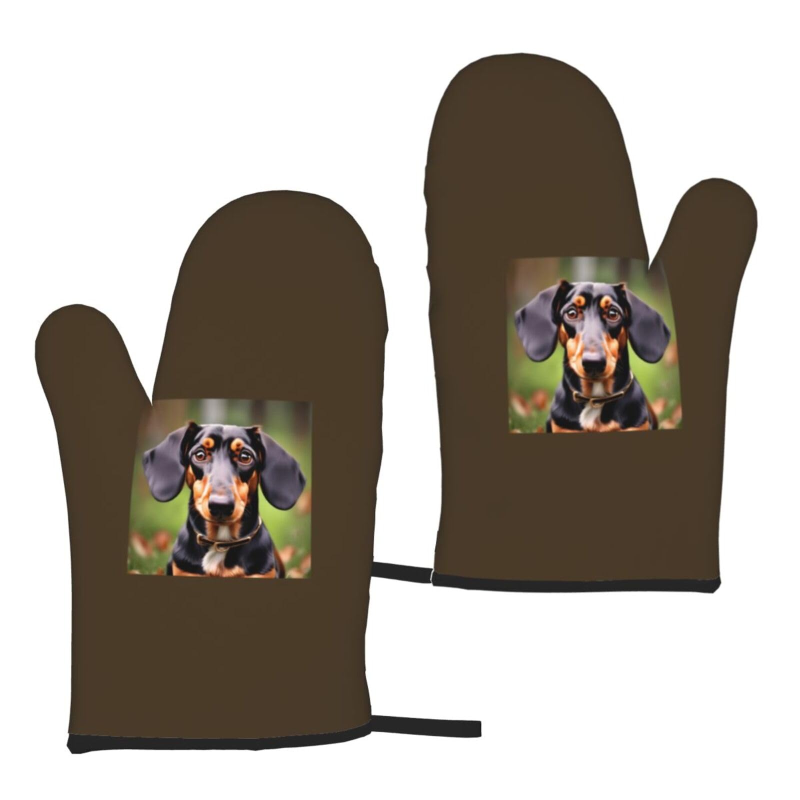 Dachshund Weiner Pet Dogs Print Heat Resistant Universal Fit Oven Microwave Gloves Home Cooking Baking Grilling