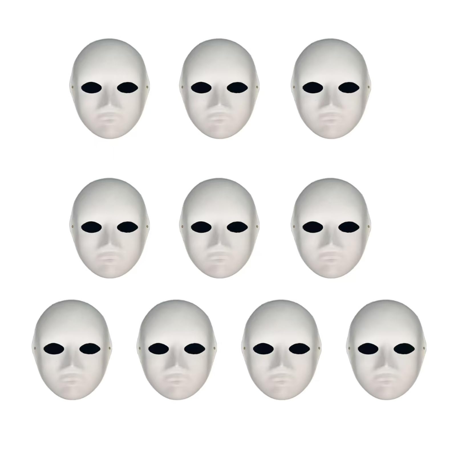 Yamoloz 10 Pack Paintable Paper Masks for Carnival Cosplay, Halloween Party Women Men DIY White Paper Mask, Masquerade