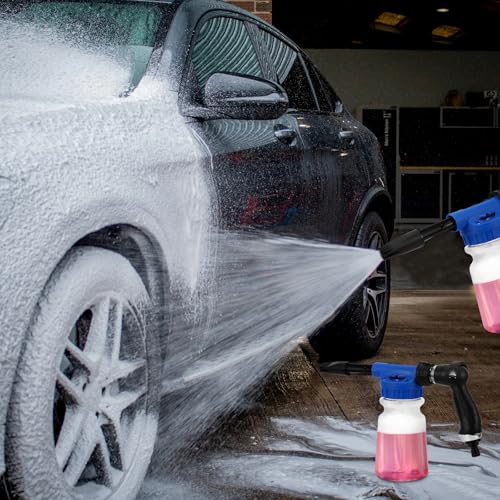 Youool Schaumpistole Autowäsche 1000 ml, 2 in 1 Einstellbar Schaumlanze, Auto Cleaning Foam Gun Schaumkanone Gartenschlauch Anschließen zur Reinigung von Auto-und Motorradgärten Verwendet (Blau)