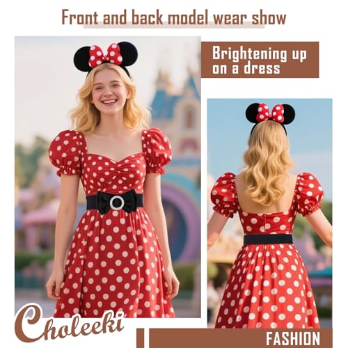 Women's Circle Rhinestone Elastic Bow Belt Wide Stretch Belts Ladies Waist Accessories for Dress3