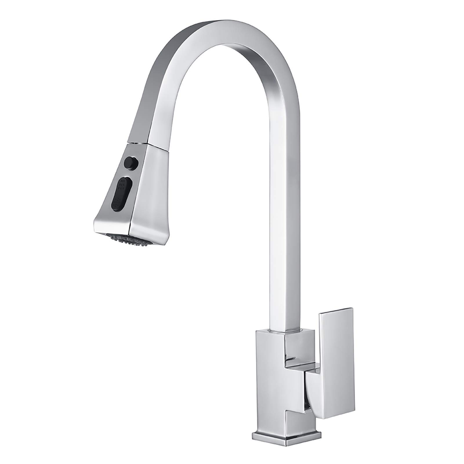 Mitigeur d'évier de cuisine en laiton durable avec finition chrome éclatant