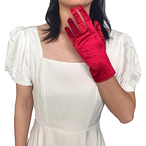 Short Satin Opera Gloves, Formal Dancing or Wedding Bridal Glove for 80s & 90s Themed Tea Party or Evening Dance WG-S-G12
