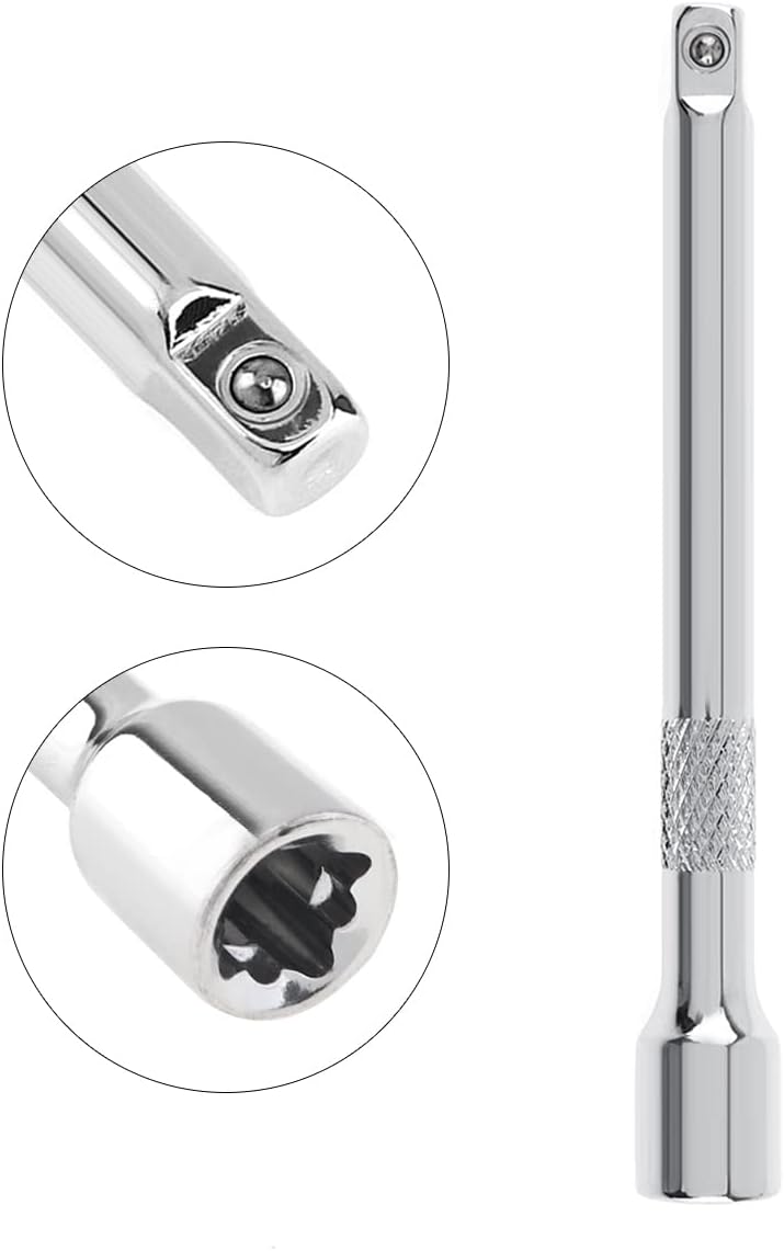 OriGlam 1/4" Drive Extension Socket Wrench Extension, 4-Inch Ratchet Extender Chromed Steel, 1/4 Inch Drive Drive Socket Extension