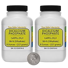 Dicalcium Phosphate [CaHPO4] 98+% USP Grade Powder 1 Lb in Two Space-Saver Bottles
