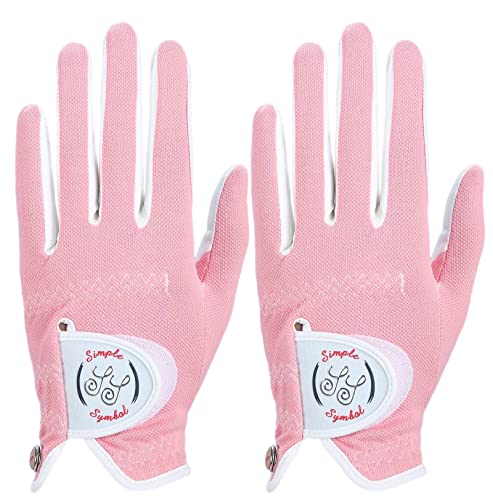 Simple Symbol Women's Raingrip Golf Glove Two Pack,Hot Wet Weather Comfort,（Two Left Hands Or Two Right Hands Or One Pair） Four Colors To Choose From Pink/Purple/White/Green(Pink,Xl,Left) #TOP10