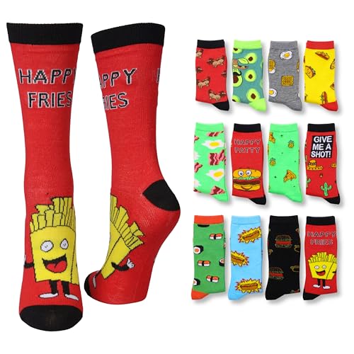 Image of Tipi Toe Women's Fun Patterned Dress Socks, 12-Pack Lightweight Colorful Crew Socks, Casual Novelty Assorted Designs