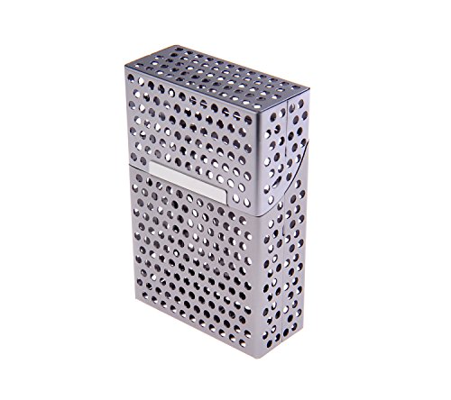 Preisvergleich Produktbild Quantum Abacus Zigarettenetui für Zigarettenschachteln, aus Aluminiumlegierung mit stylischem Loch-Design, Farbe: grau, Mod. 478-05 (DE)
