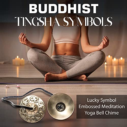 Lamatar1 Buddhist Tingsha Symbols- 2 Inch Mini Size With Blue Cotton Zip-Up Case Bag -Hand Made From Nepal- For Sound Therapy, Cleansing, Reiki & Meditations #TOP2