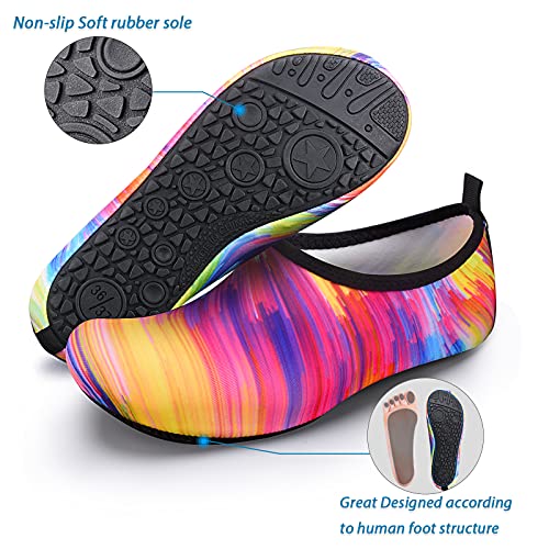 Homitem Mens Womens Water Shoes Barefoot Beach Pool Shoes Quick-Dry Aqua Yoga Socks Slip-on Swim Shoes for Women Men Surf Water Sports（Size 8-9.5,Colorful - Thumbnail 2