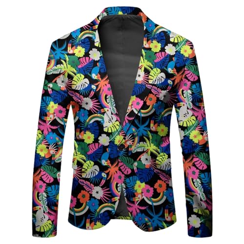 Generisch Chaqueta de traje para hombre, corte ajustado, graffiti, multicolor, manga larga, elegante, esmoquin, moderna, carnaval, chaqueta de traje, abrigo de traje, corte regular, con un botón