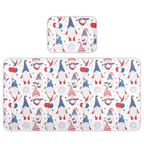 Takiito Independence Day Gnomes Baby Cooling Mattress Pad, Soft & Breathable Cooling Mat Keep Baby Cool in Summer 28x52 in, Nursery Essential