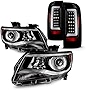 AKKON - Fit 2015-2022 Chevy Colorado [Halogen Type] Projector Headlights + LED DRL Tail Lights Black Housing Clear Lens