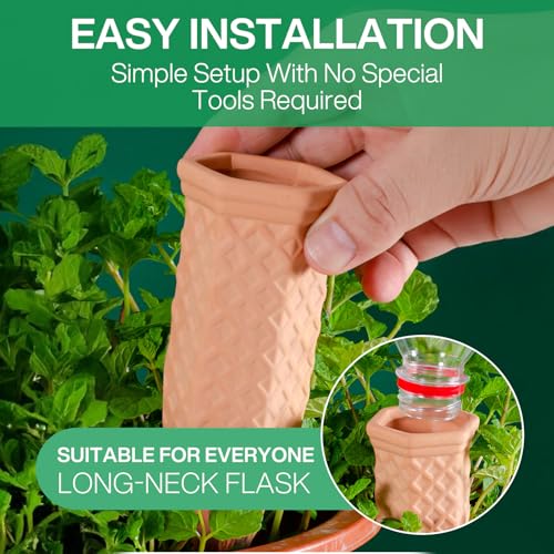 Kdishkra Coni Da Irrigazione Argilla, In Set Da 8, Irrigazione Automatica Piante, Distributore D'acqua Per Piante Per Piante, Fiori, Bonsai, Interni Esterni Giardino, Terracotta - 6