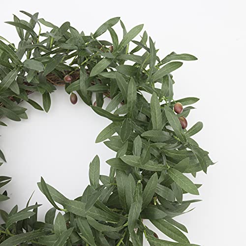 Ansuma 24” Artificial Olive Wreath Green Leaves Front Door Wreath Garland Olive Branch Ornaments Hanging Decoration For Home Wedding Party Wall Window Decor #TOP4
